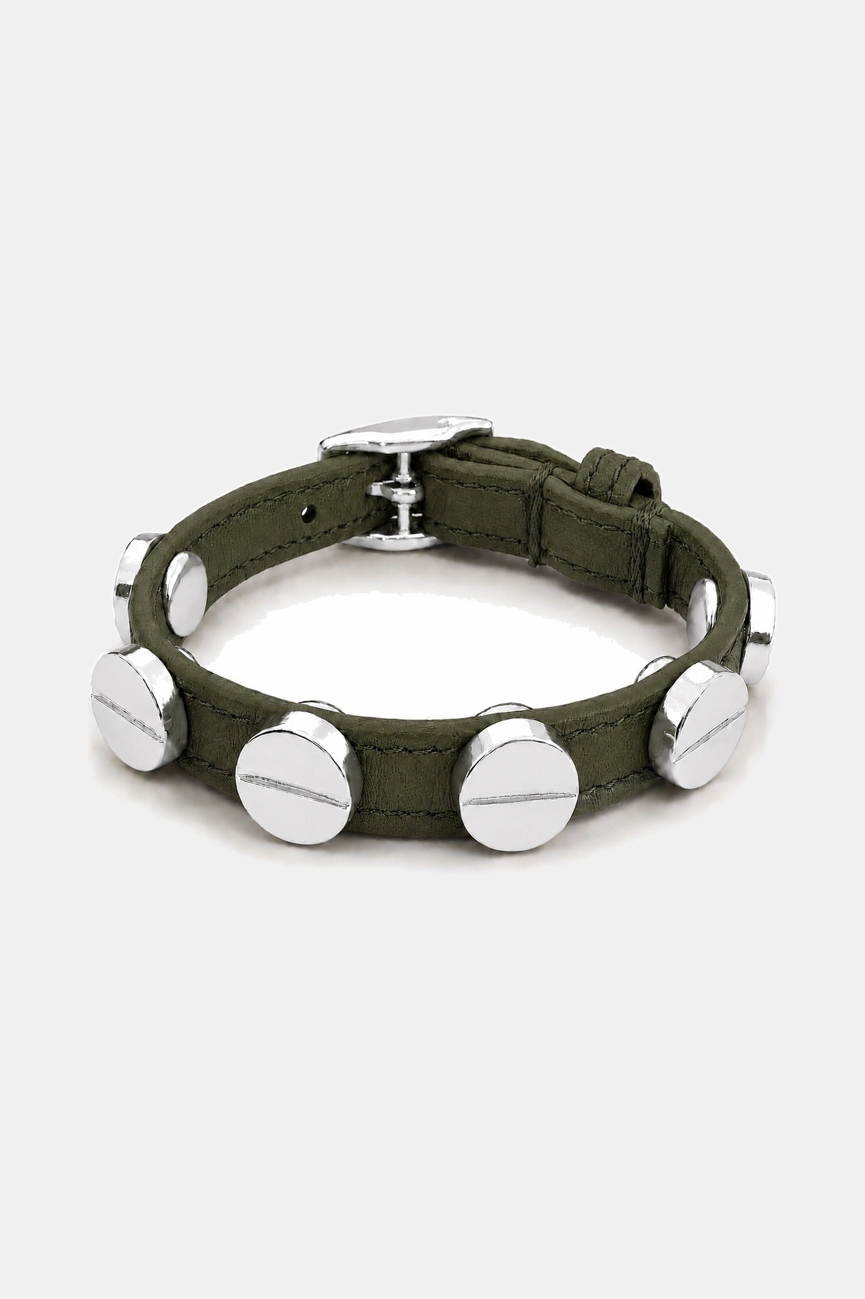 Screw Bracelet Army Green - White Gold