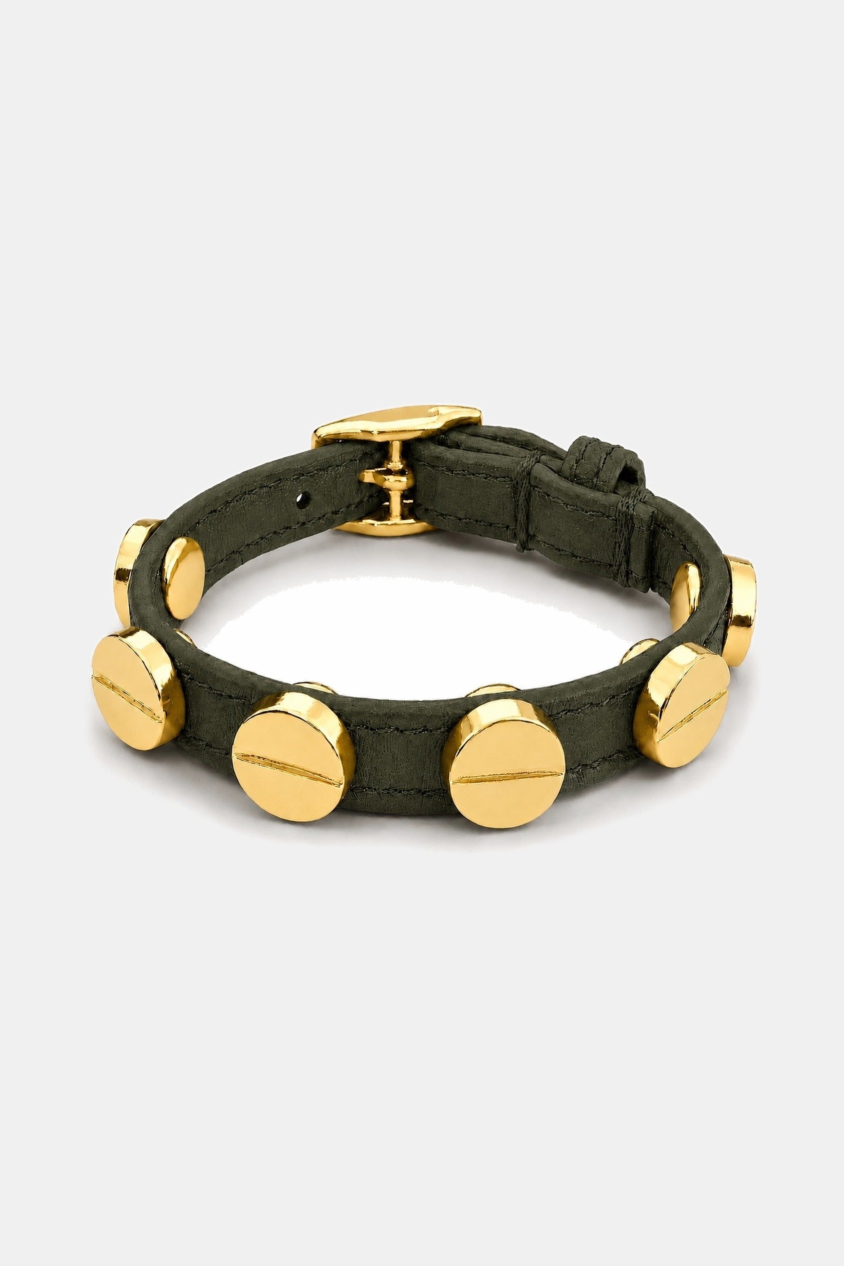 Screw Bracelet Army Green - Yellow Gold