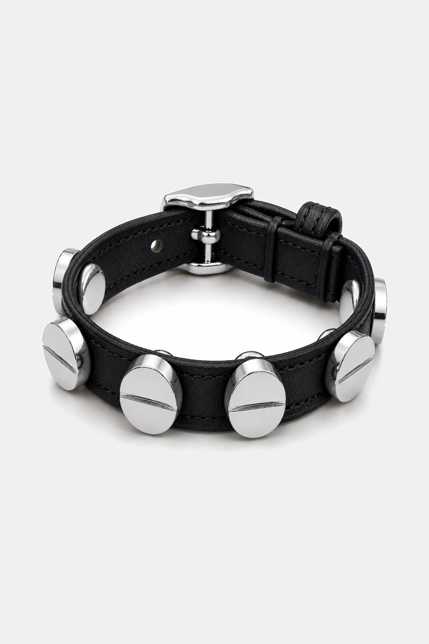 Screw Bracelet Black - White Gold