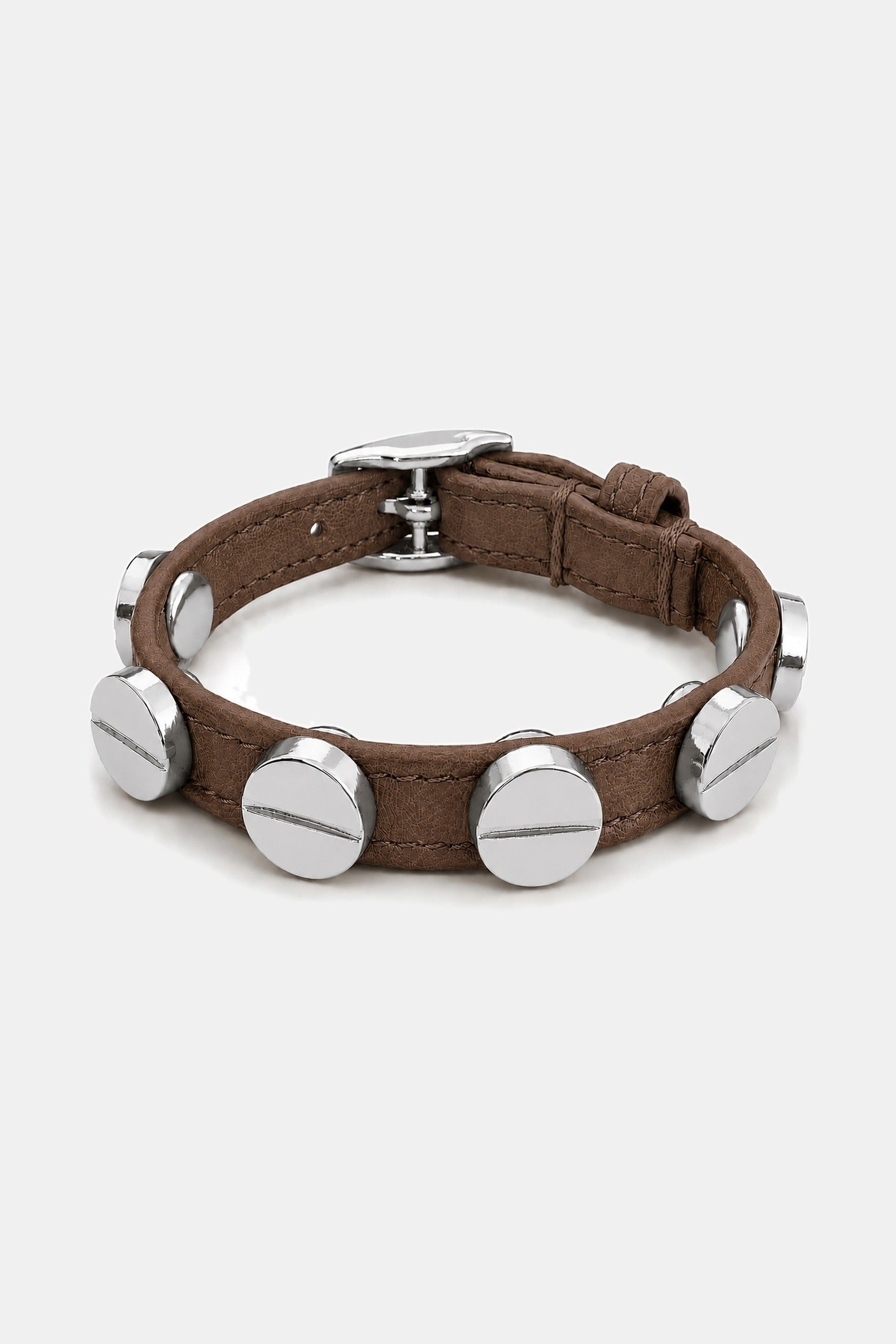Screw Bracelet Mustang Brown - White Gold