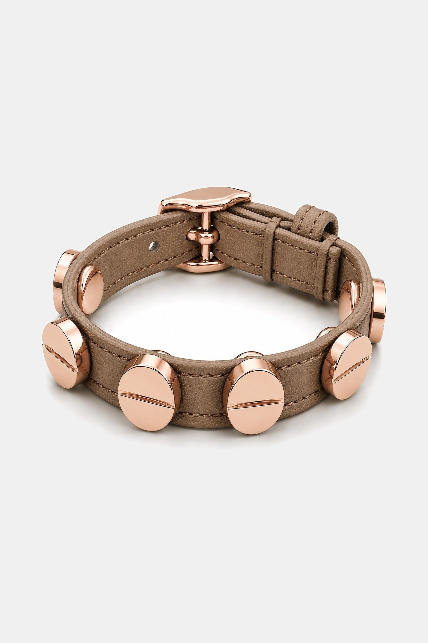 Screw Bracelet Taupe - Rose Gold