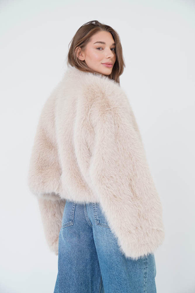 Kinski Wild Jacket Faux Fur Off White with Nomad Taffeta