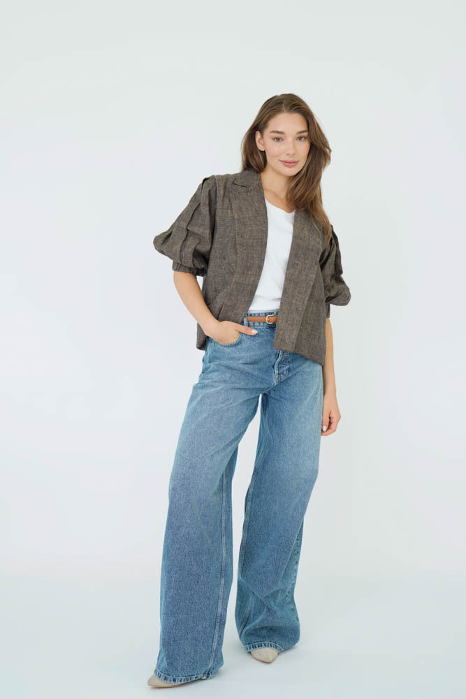 Elanora Short Blazer Cotton Canvex mix Blue