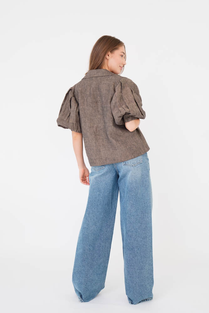 Elanora Short Blazer Cotton Canvex mix Blue