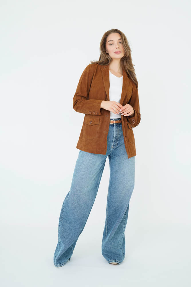 Biagia Blazer Cognac Suede
