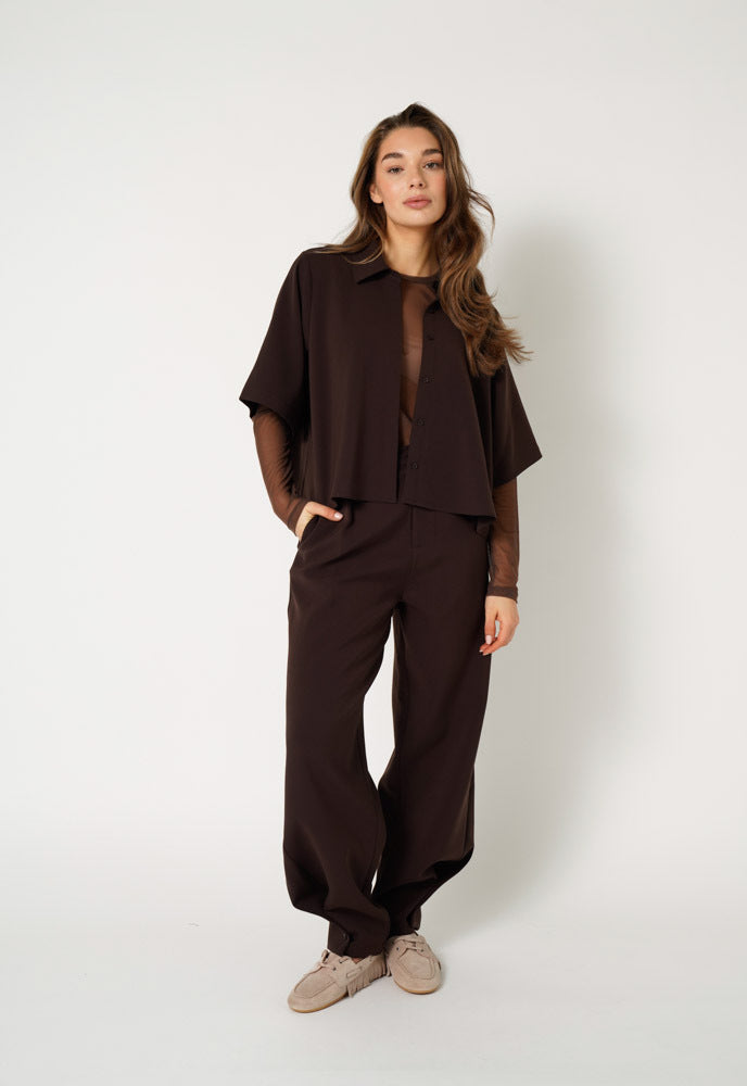 Jos Messy Top Warm Brown