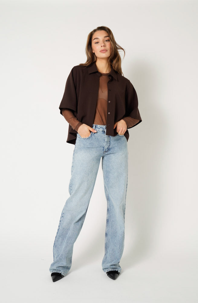 Jos Messy Top Warm Brown