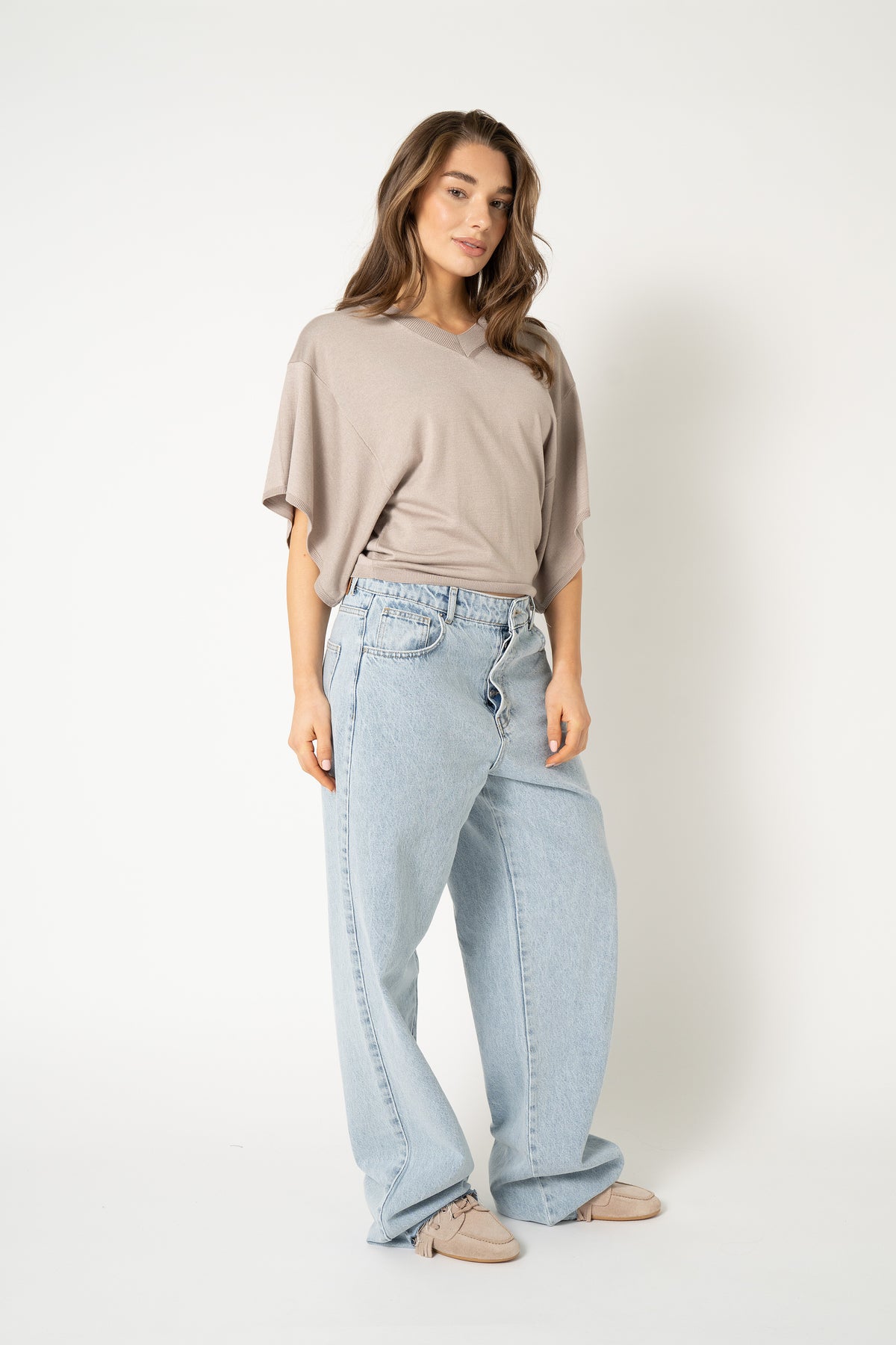 SUZETTE V KNITTED BASIC Taupe