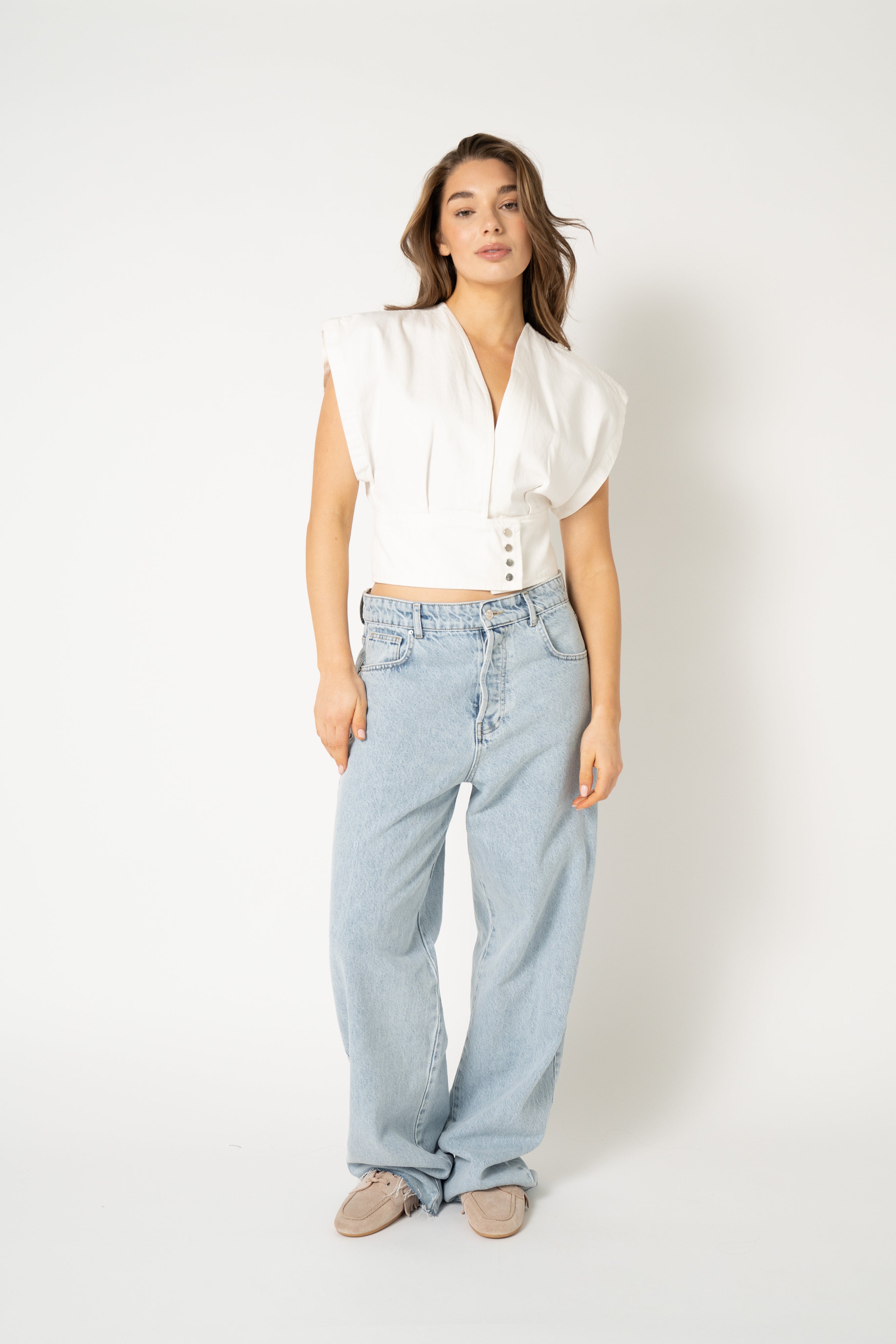 PFEIFFER DENIM TOP BASIS White