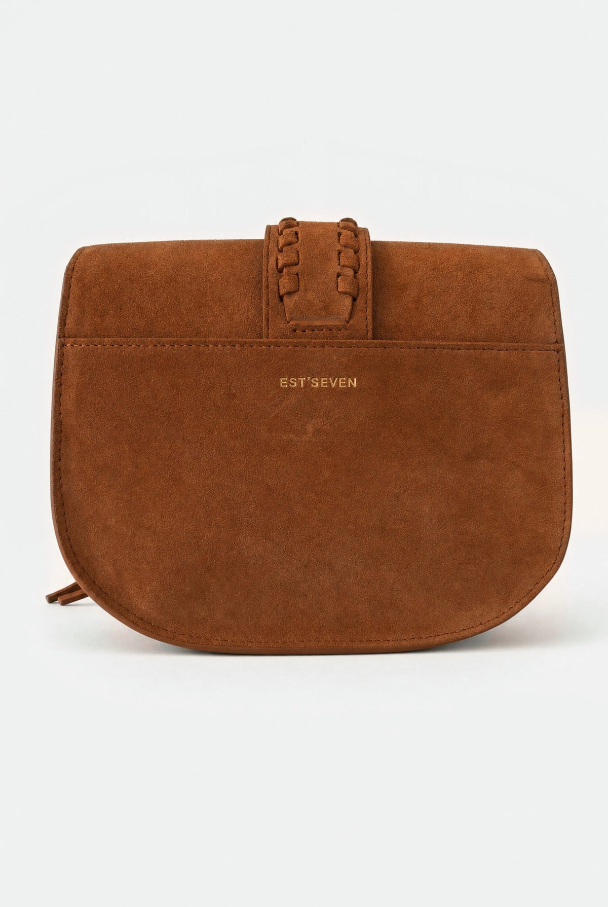 NOE BAG COGNAC SUÈDE — Rückansicht mit EST'SEVEN-Logo
