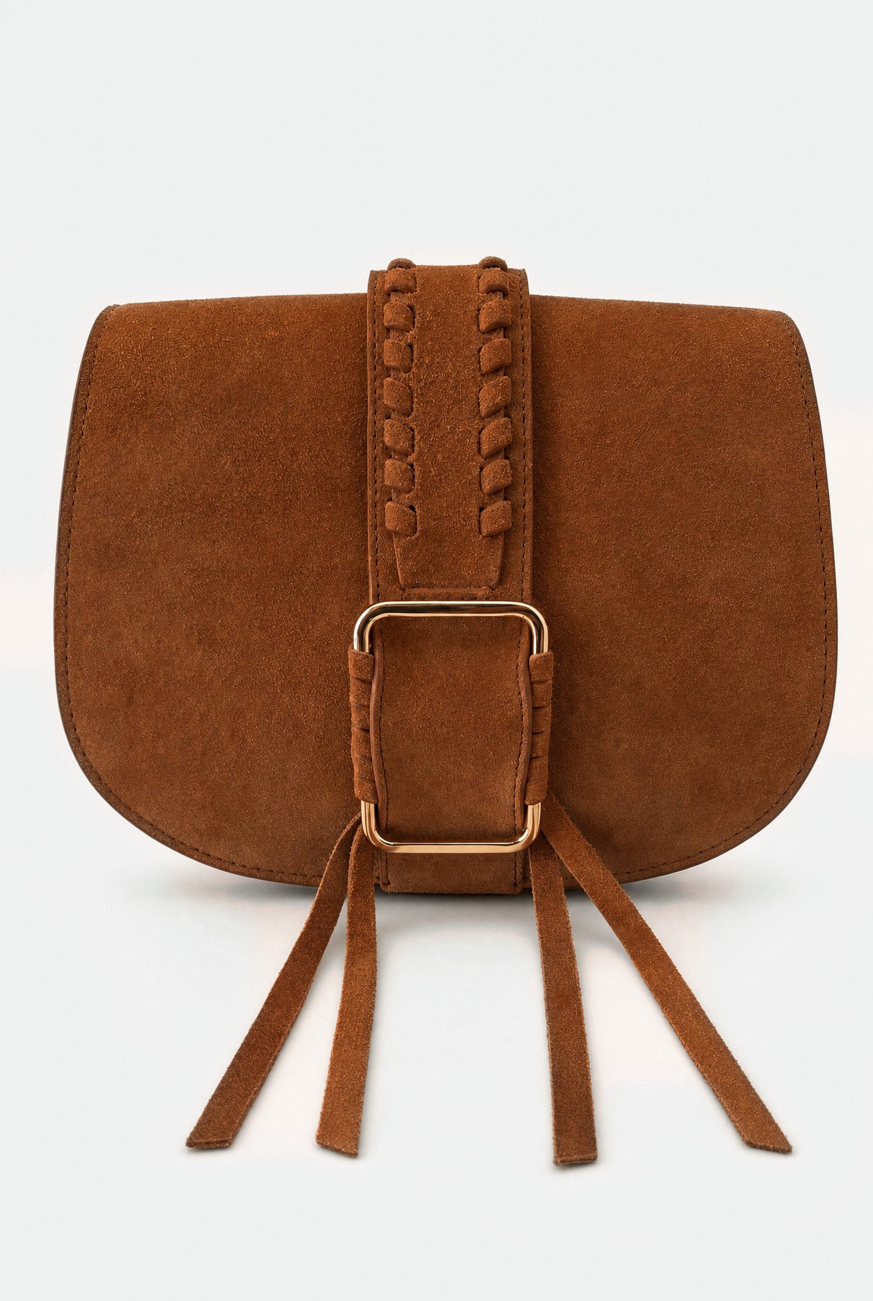 NOE BAG COGNAC SUÈDE — cognac suède schoudertas, vooraanzicht